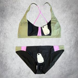 prAna Bikini Set Black Sporty Hipster Modest 2 Piece Swimwear Womens Size XL